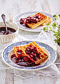 Cherry sauce with waffers