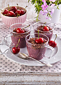 Chia pudding with cherries and chocolate