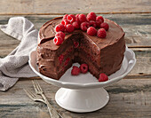 Chocolate dream cake with raspberries