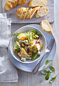 Traditional egg salad with Easter bread