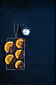 Candied oranges in chocolate glaze