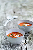 Tomato soup with mozzarella
