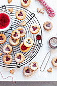 Christmas biscuits with raspberry jam