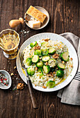 Brussels sprouts risotto with walnuts