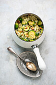 Brussels sprouts risotto with walnuts