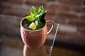 Moscow mule cocktail decorated with mint