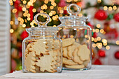 Homemade butter biscuits in glass jars