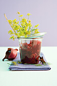 Fennel and sour cherry chutney with flowering dill