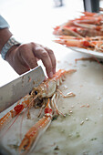 Breton lobster cut into pieces