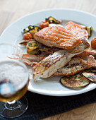 Roasted salmon with crayfish (Sweden)
