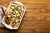 Moussaka with baked eggplants and ground beef