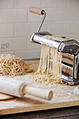 Handmade pasta with the pasta machine