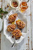 Honey pears with nuts and almonds