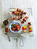 Colour chicken skewers with vegetables
