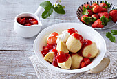 Dumplings with Strawberry Sauce