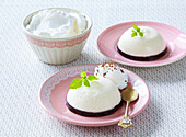Panna cotta with coffee jelly and whipped cream