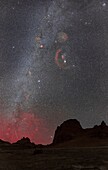 Nebulae in winter constellation, Lut Desert, Iran