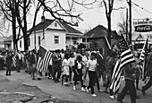 Protesters marching from Selma to Montgomery, Alabama, USA
