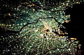 Tokyo, Japan at night, satellite image