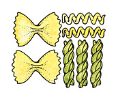 Illustration of pasta shapes