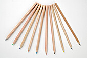 Fanned out coloured pencils