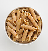 Bowl of wholewheat penne pasta