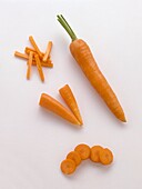 Whole, sliced and chopped carrots