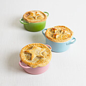 Three pies with decorative crusts