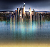 Digital city, conceptual illustration