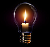 Energy inefficient light bulb, conceptual illustration