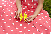 Making flower garland