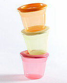 Stacked plastic food containers