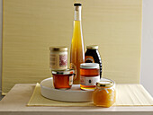 Selection of honey products in various containers