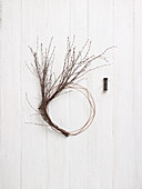 Creating seasonal wreath using birch twigs