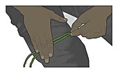 Man making rolled cordage, illustration
