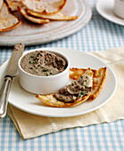 Chicken liver and aubergine pate with toasted bread