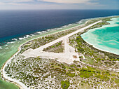 Runway on Canton Atoll, Kiribati, aerial photograph