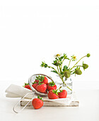 Ripe strawberries in a sieve