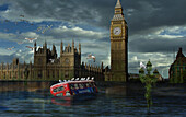 Drowned London, UK, illustration