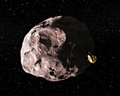 Flyby of a typical Kuiper Belt Object, illustration