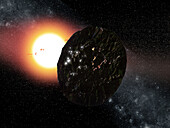 Oumuamua as a solar sail, illustration