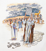 Moses flinging stone tablets to the ground, illustration