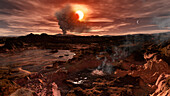 Geothermal activity on TRAPPIST-1 c, illustration