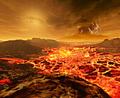 Volcanic activity on Venus, illustration