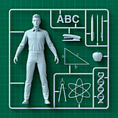 Teacher model assembly kit, illustration