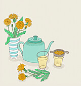 Homemade dandelion tea, illustration