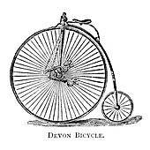 Devon high wheel bicycle, 19th century illustration