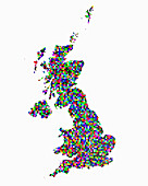 Map of UK composed of squares, composite image