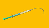 Injection needle bending downwards, illustration