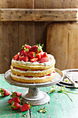 Layer-cake with strawberries and macarpone